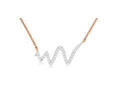 ESTATE .15CT DIAMOND 14K WHITE & ROSE GOLD 3D CRISS CROSS SIGNATURE FUN NECKLACE