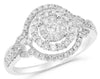 ESTATE .73CT DIAMOND 18KT WHITE GOLD 3D FLOWER DOUBLE HALO LOVE KNOT FUN RING