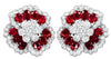 ESTATE LARGE 14CT DIAMOND & AAA RUBY PLATINUM OVAL & ROUND FLOWER STUD EARRINGS