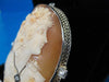 XLARGE ANTIQUE OLD MINE CUT DIAMOND 14K WHITE GOLD SHELL CAMEO PENDANT PIN #1918