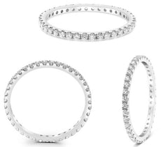 .33CT DIAMOND 14K WHITE GOLD 3D ROUND SHARED PRONG CLASSIC ETERNITY WEDDING RING