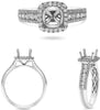 .61CT DIAMOND 14KT WHITE GOLD 3D ROUND SQUARE 4 PRONG SEMI MOUNT ENGAGEMENT RING