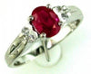 ESTATE .95CT DIAMOND & AAA RUBY 14KT GOLD CLASSIC OVAL & ROUND ENGAGEMENT RING