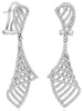 1.60CT DIAMOND 14K WHITE GOLD 3D TRIANGULAR CRISS CROSS CLIP ON HANGING EARRINGS