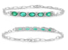 1.29CT DIAMOND & AAA EMERALD 14K WHITE GOLD 3D OVAL & ROUND CUFF TENNIS BRACELET