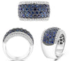 3.94CT DIAMOND & AAA SAPPHIRE 14KT WHITE GOLD ROUND WEDDING BAND ENGAGEMENT RING