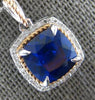 2.90CT DIAMOND & AAA SAPPHIRE 14KT WHITE & ROSE GOLD 3D CUSHION & ROUND PENDANT