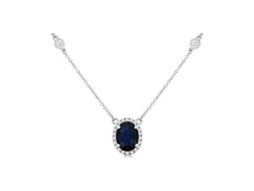 1.74CT DIAMOND & AAA SAPPHIRE 14K WHITE GOLD 3D OVAL FLOWER BY THE YARD NECKLACE