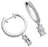ESTATE .70CT DIAMOND 14K WHITE GOLD ROUND & BAGUETTE FUN HUGGIE HANGING EARRINGS