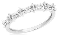 .23CT DIAMOND 14KT WHITE GOLD 3D ROUND & BAGUETTE SEMI ETERNITY ANNIVERSARY RING