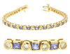 6.91CT DIAMOND & AAA TANZANITE 14KT YELLOW GOLD ROUND & PRINCESS TENNIS BRACELET