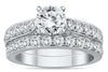 ESTATE 2.5CT DIAMOND 14K WHITE GOLD 3D CLASSIC ROUND ENGAGEMENT WEDDING RING SET