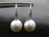 ESTATE LARGE .45CT DIAMOND & AAA SOUTH SEA PEARL 18K WHITE GOLD HANGING EARRINGS