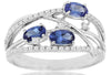.85CT DIAMOND & AAA TANZANITE 14KT WHITE GOLD OVAL & ROUND CRISS CROSS FUN RING