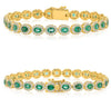 6.25CT DIAMOND & AAA EMERALD 14KT YELLOW GOLD OVAL & ROUND MULTI FLORAL BRACELET