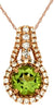 .95CT DIAMOND & AAA PERIDOT 14KT ROSE GOLD ROUND HALO TEAR DROP FLOATING PENDANT