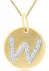 .08CT DIAMOND 14KT YELLOW GOLD LETTER W INITIAL MATTE & SHINY FLOATING PENDANT