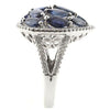 LARGE 4.66CT DIAMOND & AAA SAPPHIRE 18K WHITE GOLD CLUSTER MARQUISE & ROUND RING