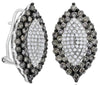 2.34CT WHITE & CHOCOLATE FANCY DIAMOND 14KT WHITE GOLD MARQUISE CLIP ON EARRINGS