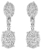 1.56CT DIAMOND 18K WHITE GOLD 3D ROUND CLUSTER DOUBLE OVAL LOVE HANGING EARRINGS