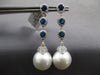 ESTATE LARGE 3.06CT DIAMOND & AAA SAPPHIRE & SOUTH SEA PEARL 18KT WHITE GOLD EARRINGS