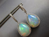 LARGE 10.16CT DIAMOND & AAA AUSTRALIAN OPAL 14KT WHITE GOLD PEAR SHAPE EARRINGS