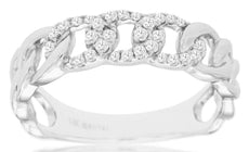 ESTATE .17CT DIAMOND 14K WHITE GOLD PAST PRESENT FUTURE OVAL LOVE KNOT LINK RING