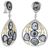 EXTRA LARGE 8.05CT WHITE & SLICE DIAMOND 18KT 2 TONE GOLD 3D TEAR DROP EARRINGS