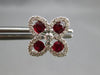 2.38CT DIAMOND & AAA RUBY 14KT WHITE GOLD OVAL & ROUND MULTI LEAF STUD EARRINGS