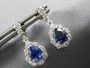 Estate 2.03Ct Diamond & Aaa Sapphire 18K White Gold 3D Round Tear Drop Hanging Earrings