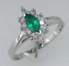 .53CT DIAMOND & AAA EMERALD 14K WHITE GOLD MARQUISE & ROUND HALO FRIENDSHIP RING