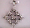 ESTATE LARGE .80CT DIAMOND 14KT WHITE GOLD MULTI FLOWER SQUARE FLOATING PENDANT
