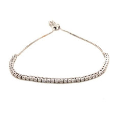 1.35CT DIAMOND 18KT WHITE GOLD CLASSIC SEMI ETERNITY ADJUSTABLE TENNIS BRACELET