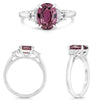 2.86CT DIAMOND & AAA PINK SAPPHIRE PLATINUM 3D OVAL & HALF MOON 3 STONE RING