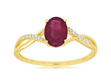 .94CT DIAMOND & AAA RUBY 14KT YELLOW GOLD OVAL & ROUND CRISS CROSS INFINITY RING