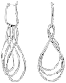 LARGE 1.43CT DIAMOND 18KT WHITE GOLD 3D TRIPLE INFINITY LOVE LEVERBACK EARRINGS