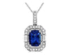 1.87CT DIAMOND & AAA TANZANITE 14KT WHITE GOLD 3D OCTAGON HALO FLOATING PENDANT