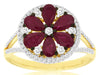 Estate 1.88Ct Diamond & AAA Ruby 14Kt 2 Tone Gold Pear Shape & Round Circular Fun Ring