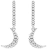 ESTATE .25CT DIAMOND 14KT WHITE GOLD 3D CLASSIC MOON CRESCENT HANGING EARRINGS