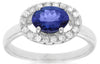Estate 1.5Ct Diamond & AAA Tanzanite 14Kt White Gold Oval & Round Halo Engagement Ring