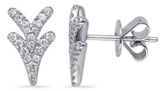 ESTATE .25CT DIAMOND 14KT WHITE GOLD 3D CLASSIC DOUBLE V FUN STUD EARRINGS