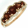 ESTATE 1.76CT DIAMOND & AAA GARNET 14KT ROSE GOLD ROUND FIVE STONE HALO FUN RING