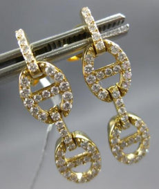 ESTATE .68CT DIAMOND 18KT YELLOW GOLD 3D DOUBLE LOVE KNOT FUN HANGING EARRINGS