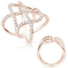 LARGE 1.28CT DIAMOND 14KT ROSE GOLD CLASSIC MULTI ROW DOUBLE INFINITY LOVE RING