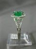 ESTATE WIDE 1.51CT DIAMOND & AAA EMERALD 14K WHITE GOLD 3D HALO ENGAGEMENT RING