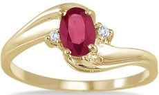 .49CT DIAMOND & AAA RUBY 14KT YELLOW GOLD OVAL & ROUND 3 STONE CRISS CROSS RING