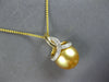 10CT DIAMOND & AAA GOLDEN SOUTH SEA PEARL 14KT YELLOW GOLD 3D FLOATING PENDANT