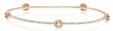 1.18CT WHITE & MOCHA DIAMOND 14KT ROSE GOLD 3D BY THE YARD CUFF BANGLE BRACELET