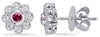 .34CT DIAMOND & AAA RUBY 14KT WHITE GOLD FILIGREE MILGRAIN FLOWER STUD EARRINGS