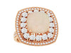 LARGE 6.65CT DIAMOND & AAA OPAL 14KT ROSE GOLD CUSHION & ROUND DOUBLE HALO RING